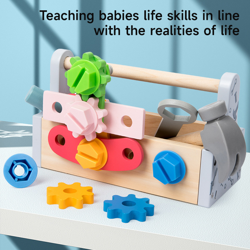 Gardening Tools Set Gift - Kotak Perkakas Kayu untuk Anak-anak, Mainan