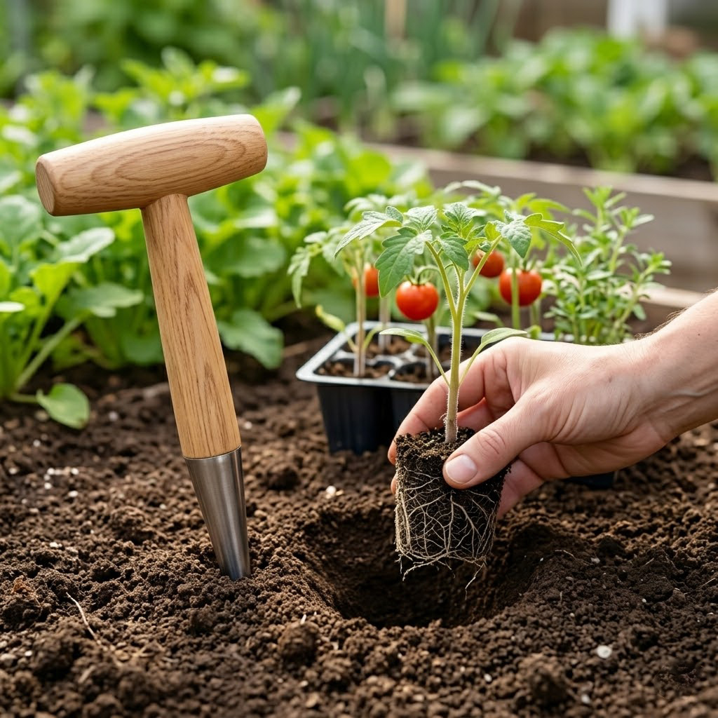 Gardening Tools For Digging - Alat Penggali Tanah Gagang Kayu untuk