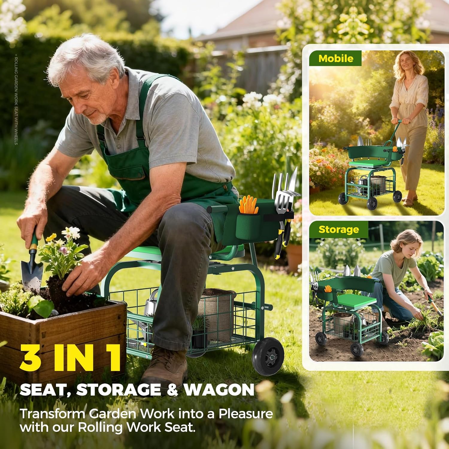 Kursi Taman Beroda, Bangku Ber - Gardening Tools For Seniors ulasan dan harga