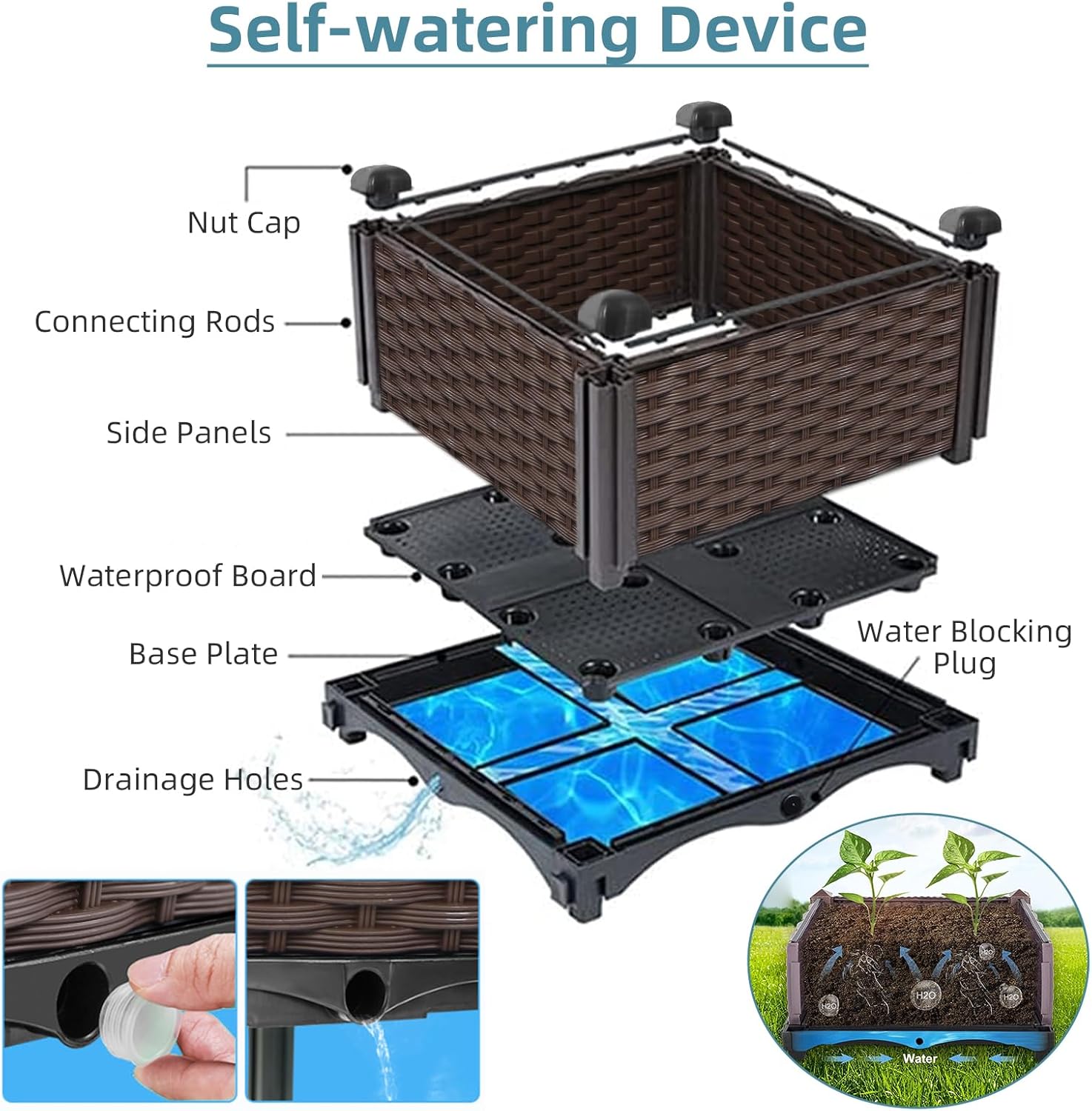 Pot Tanaman Rotan untuk Taman  - Self-Watering Planter ulasan dan harga